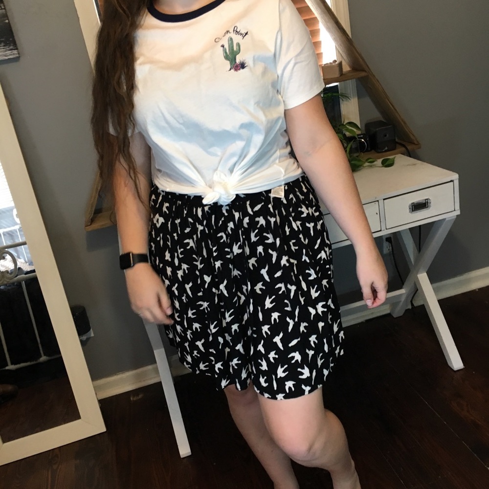 Skater Bird Skirt Black White S